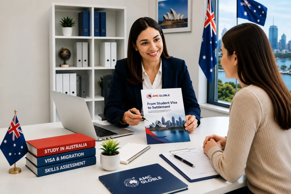 Education and Migration Services Australia consultation at AMC GLOBLE office