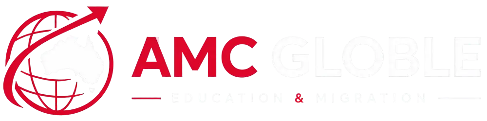 AMC GLOBLE dark logo for education, student visa and migration consultancy in Canberra, Australia.