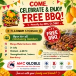 FREE BBQ for community members at Mango Mela Canberra 2026 by AMC GLOBLE