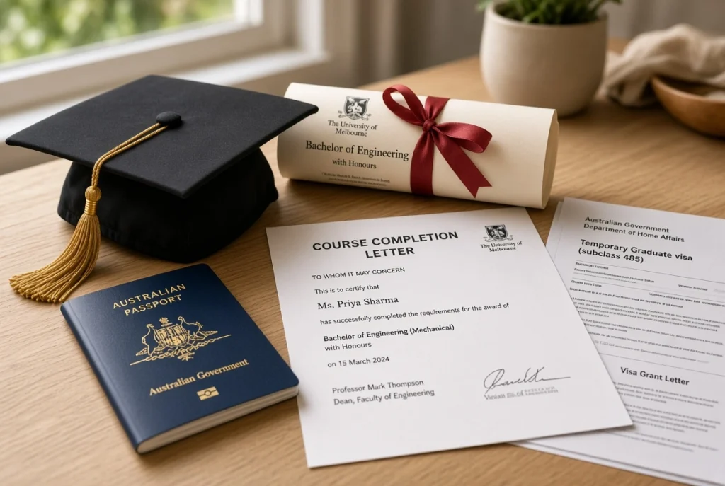 Temporary Graduate Visa Subclass 485 graduation documents and course completion for international graduates